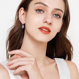 Girls Hoop Earrings 925 Sterling Silver Crystal Koala/Dragonfly Earrings for Kids Small Hoop Earrings Animal Jewellery for Women (F-Mermaid)