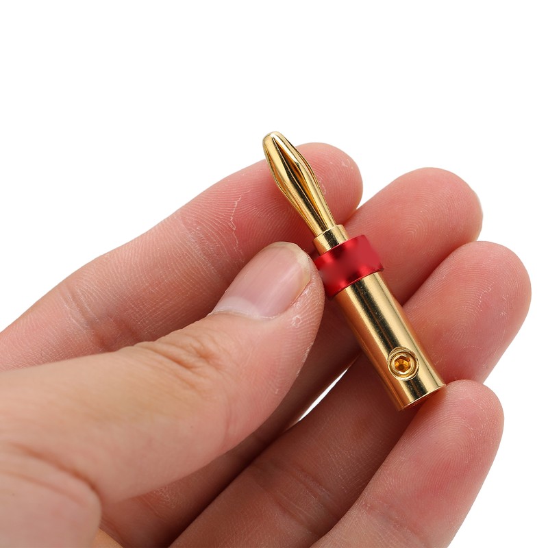 Preffair 4pcs Speaker Banana Plugs 24K Gold Plated Dual Screws