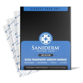Saniderm tattoo bandage in personal pack size of 6 X 8 inches Clear Antibacterial