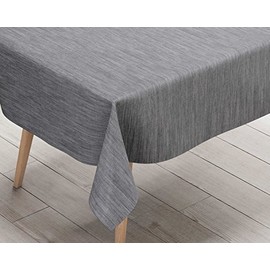 Ideal Textiles Texture Fabric Look PVC Tablecloth, Easy Clean Table Cloth, Wipe Clean Vinyl Table Linen, Kitchen Dinner Party Tableware, Grey, 137cm x 280cm