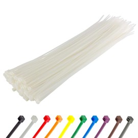 GTSE 8 Inch White/Clear Zip Ties, 100 Pack, 40lb Strength, UV Resistant Strong Nylon Cable Ties, Self-Locking 8" Tie Wraps