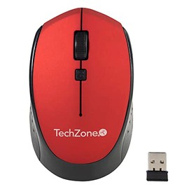 TECHZONE Mouse Óptico Inalámbrico Tecnología USB Plug and Play Ambidiestro Rojo 1600dpi