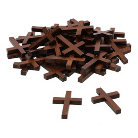 Penta Angel Natural Wood Cross Bulk 50Pcs Mini Wooden Cross Pendants Beads Charms Jewelry Findings for Bracelet Necklace Earring Jewelry Making and Craft DIY
