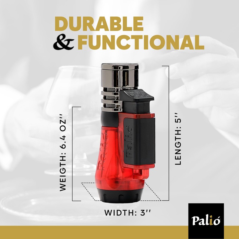 Palió Vesuvio Triple Jet Flame Torch Lighter, Apex Flame for