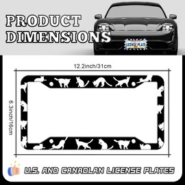 Cat License Plate Frames - 2 Pack Front Rear Cute Cats Pet Animal License Plates Holder Covers, Aluminum Metal Rust-Proof Waterproof Car Tag Frame with Screws Fasteners Caps