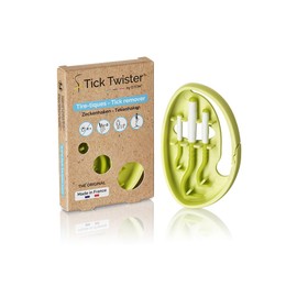 Tick Twister O'Tom Zeckenzange für Mensch, Hund, Katze – grüne Zeckenzange x3 mit ClipBox und Box aus recycelbarem Karton – schmerzfreies Entfernen in wenigen Sekunden – hergestellt in Frankreich