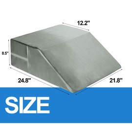 HOMBYS Satin Wedge Pillow Cover Leg Elevation Pillowcase -Silky & Smooth Bed Wedge Replacement Case with Zipper, Removable & Machine Washable(Cover Only), Grey