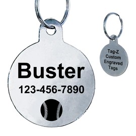 Stainless Steel Pet ID Tags, Deep Engraving on Both Sides with Your Personal Information and an Icon Option, Stainless Steel Circle Shape Includes Split Ring and Silencer