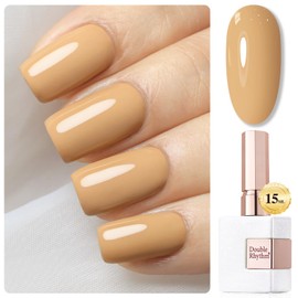 Double Rhythm 15ML Gel Polish Jelly Sheer Pastel Light Milky Color 1 PC 0.53 OZ Bottle UV Nail Polish Art Salon at Home for Women (Deep Beige-B-A1442)