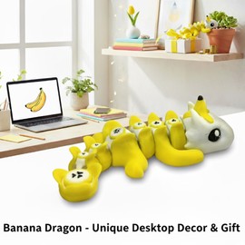 Vantico 3D Printed Banana Dragon Desktop Pet Figurine, Cute Office Desk Decoration, Stress-Relieving Toy, Fun Gift for Friends