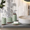 RQYIXI Elegant Bathroom Accessories Set 4 PCS Ceramic and Wood
