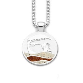 DUR Jewellery Pendant Beach Wave Beach Sand Logo Amber Sand Silver 925 Rhodium-Plated (P3962), Sterling Silver, No Gemstone
