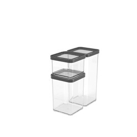 Rotho Loft Storage Jars Set of 3 Loft Plastic (PP) BPA-Free Transparent (21.2 x 11.4 x 23.5 cm)