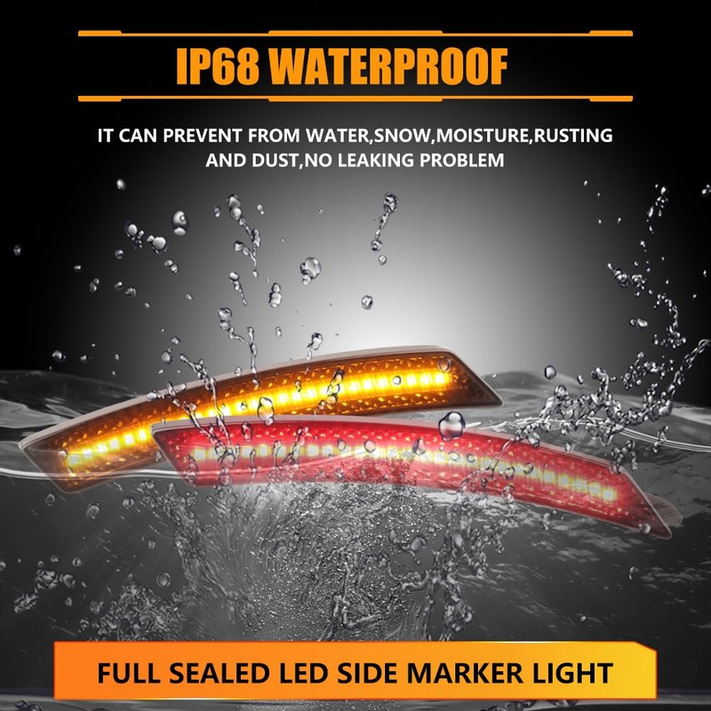 Front & Rear Fender LED Side Marker Lights for 2008-2014