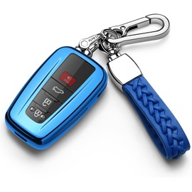 Autophone for Toyota Key Fob Cover with Keychain Soft TPU Key Shell Case,For 2019-2026 Rav4 2020-2022 Highlander Corolla Prius 2018-2024 Camry C-HR Avalon GT86 2021-2024 4runner(Blue)