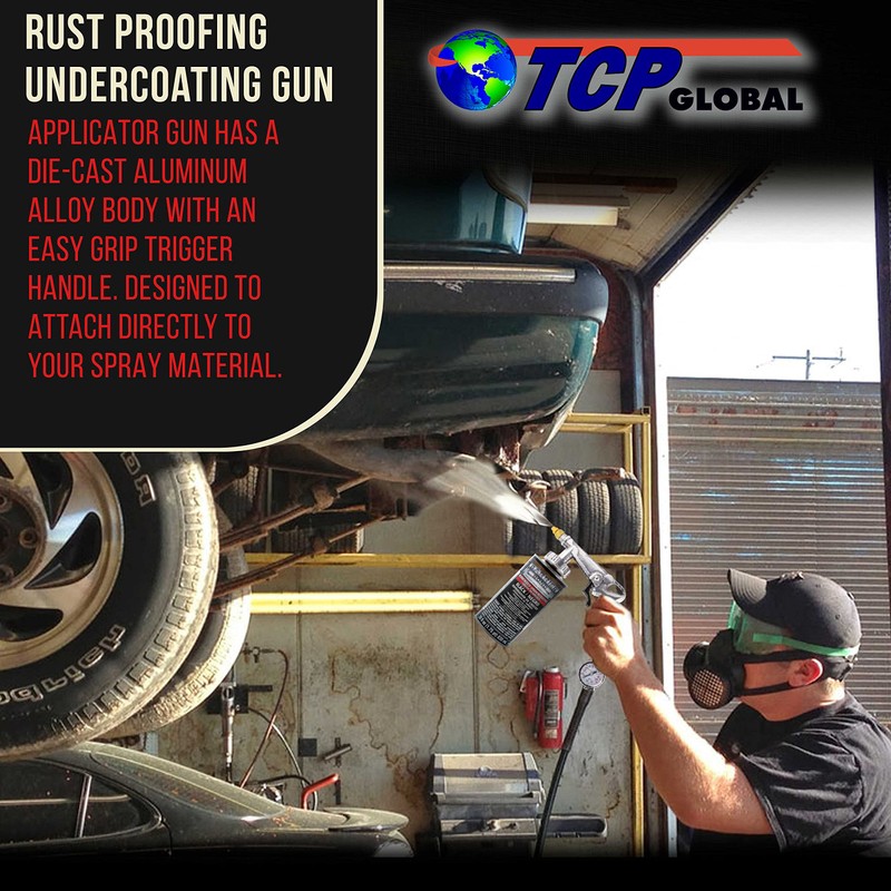 TCP Global Air Undercoating Spray Gun with Gauge, Includes 22"