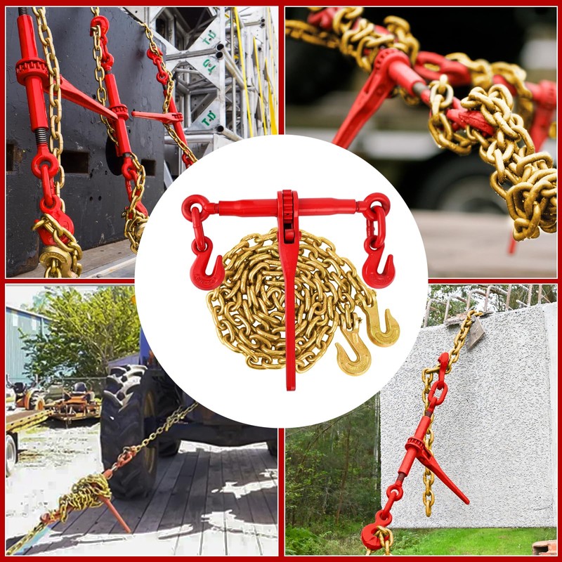 5/16"-3/8" Chain Binders Sets of 2, 5/16"×10ft Chains, Grade 70