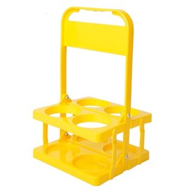 AIYoo Portable Plastic Drink Carrier,Reusable Beer Bottle Coffee Cup Holder,Beverage Cup Drink Caddy for Delivery,4 Holes Cup Holders with Handle for Catering Restaurant Travel Car,Yellow