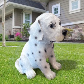 THE ENCHANTED GARDEN Dalmatian Dog Ornament Resin Fun Animal Figurine Decoration for Patio Lawn Yard Décor