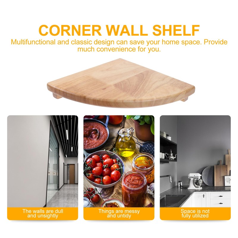 Corner Floating Wall Mounted Shelf Wood Shelves Display Round Edging