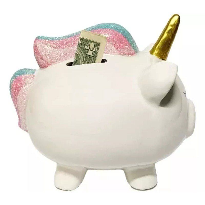 SFZ Alcancía De Ceramica Puerco Cerdo Unicornio