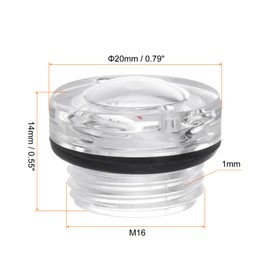 sourcing map 4pcs Air Compressor Oil Sight Glass M16 x 1.5mm Male Liquid Level Gauge Plastic Round Head Oil Indicator Window with O-Ring for Air Compressor Fittings Gearbox, Transparent