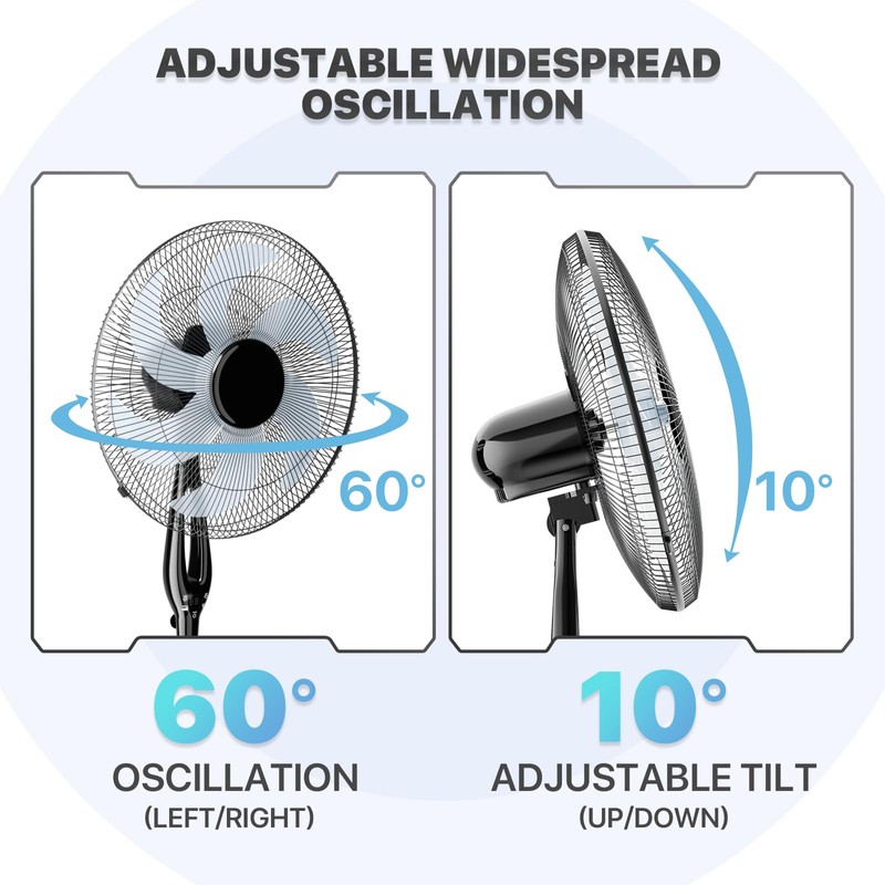 mollie Oscillating Pedestal Fan with Remote Control 12H Timer Portable