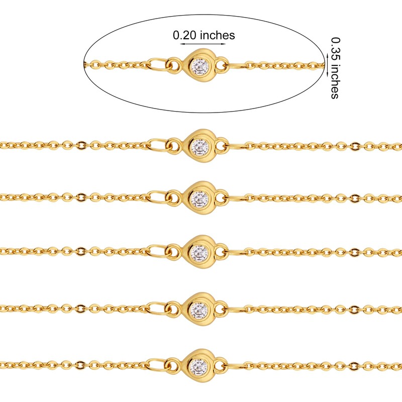 COGCHARGER 3.28 Feet 1M Clear Cubic Zirconia Heart Link Chains
