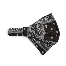 Motique Accessories Wide and Stretchy Cotton Bandana Headwrap, Multiple Colors (Black Paisley, Medium)