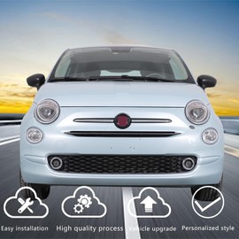 Rear Logo Emblems Trim Ring Cover Compatible with Fiat 500 2016-2024 Car Logo Decoration Cover Ring Trim，Rear Trunk Emblem Surrounding Ring Decoration Accessories (Piano Black)