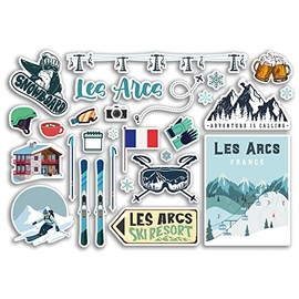 A5 Sticker Sheet Les Arcs Vinyl Stickers - France French Ski Resort Mountains Snowboard Holiday Flag Travel Snow Sports Luggage Scrapbooking #79046