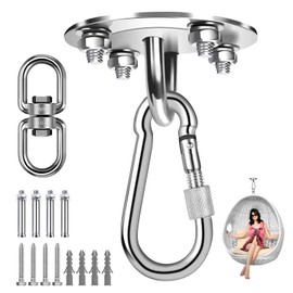 Xinsenke Deckenhaken Schwerlast, 360° drehbare Hängesessel Halterung bis 400KG, 304 Edelstahl Hängemattenhaken für Yoga, Boxsack und Hängemattenbefestigung an Holz- und Betondecke