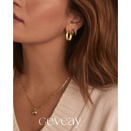 Geveay Gold Hoop Earrings for Women Hypoallergenic 14K Gold Plated Hoop Earings Lightweight Thick Chunky Hoop Earrings 20/25/30mm