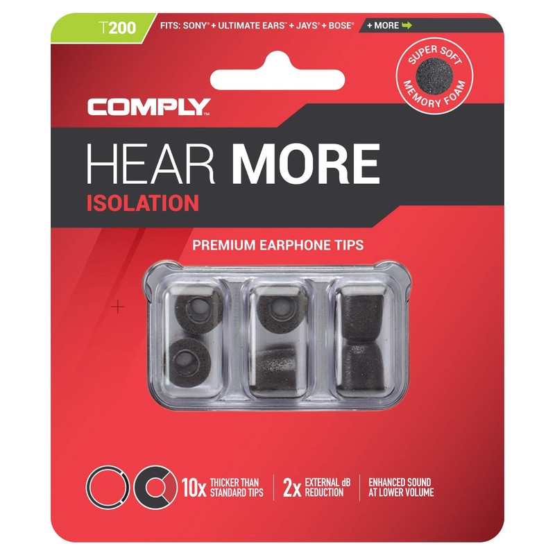 COMPLY T-200 Sports Isolation Earbud Tips - Large x 3