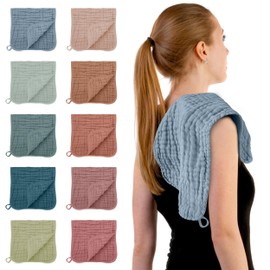 HIPHOP PANDA Muslin Burp Cloths, 10 Pack - Large 20" X10" - Ultra Absorbent and Soft 100% Cotton Baby Essentials Drool Rags and Messes for Newborn - ​Colorful Designs for Boy Girl, Multicolor 2