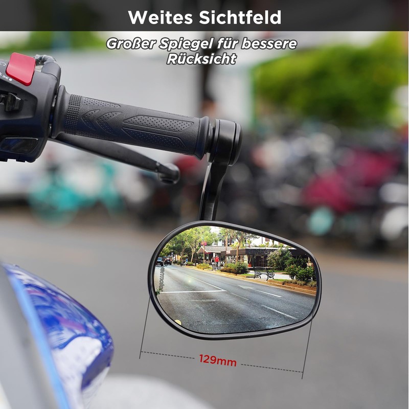 evermotor Universal Motorrad Rückspiegel, Lenkerendenspiegel E geprüft, 360°Drehbar Motorrad Spiegel,