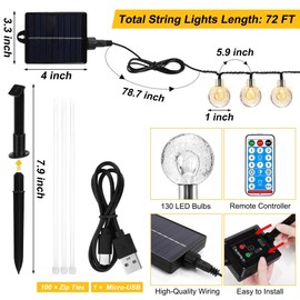 Hahood 72 Ft Solar Pool String Lights for Above Ground Pools 100 LEDs Outdoor Waterproof Pool Trampoline Globe Lights for Frame Pool Decor 8 Lighting Modes Pool Accessories for 14-15 Ft Swimming Pools