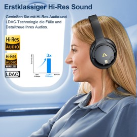 1Mii Over Ear Headphones Bluetooth Wireless, Hybrid Active Noise Cancelling, Wireless & Wired ANC Headphones, LDAC Hi-Res Audio, 75H Playtime, Comfortable Fit for Travel -Y8