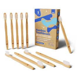 Kit 10 Cepillos Dentales De Bambú Con Cerdas Medias. B Life