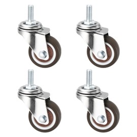 Patikil 1.25 Inch Stem Casters, 4 Pack Wire Shelf Caster Wheels Threaded Swivel Stem Wheels Wire Shelving for Rolling Cart, Brown