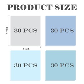 BAYTORY 120 Sheets Sticky Notes, 3 x 3 Inches, Colored Self-Stick Notes, Aesthetic Sticky Pads, Office & School Study Supplies (Blue Series)