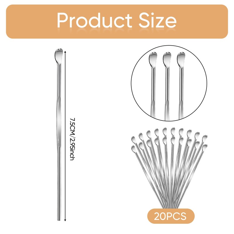 20 Pcs Ear Spoon Metal Ear Cleaner Portable Metal Ear