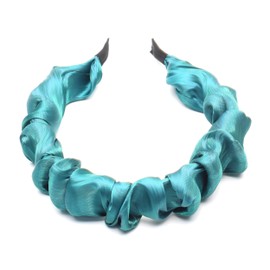 QinGoo Satin Feel Green Headband Women Headband Hair Accessories Headdress Elegant Girls Hair Accessory 1 Piece (Peacock Green)