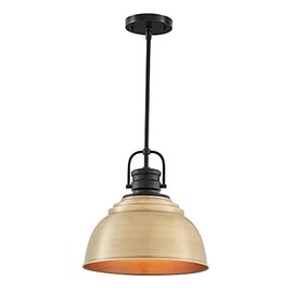 Shelston 1-Light Antique Gold Pendant with Metal Shade