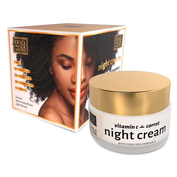 Dead Sea Collection New Anti-Wrinkle Night Cream for Face with Vitamin C & Carrot and Sea Minerals - Anti Aging, Nourishing and Moisturizer Face Cream (1.69 fl.oz)