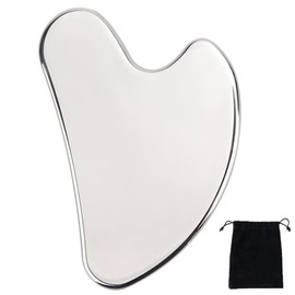 Stainless Steel Gua Sha Facial Tools - Face Massage Tools - Smooth Durable Metal Guasha Tool for Face Body Reduce Puffiness - Massage Scraper Heart Shape Gift (Silver, with dust Bag)