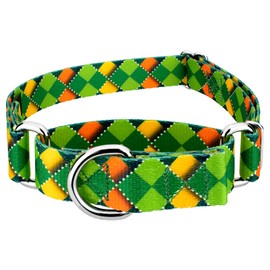 Country Brook Petz - Limerick Argyle Martingale Dog Collar - Irish Pride Collection Featuring Lucky Designs (5/8 Inch, Small)