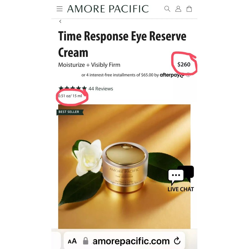 AMOREPACIFIC 15pcs x AMOREPACIFIC TIME RESPONSE EYE RESERVE CREAM