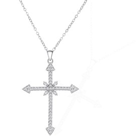 Cross Necklace Women's Rhinestone Silver Cross Necklace Cross Pendant Necklace Waterproof Chain Cross Choker Women's Christian Jewellery Gifts for Women Girls