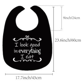 CREATCABIN Adult Bibs for Eating Waterproof Washable Clothing Protectors Canvas Reusable Dining for Elderly Women Men Hospital Disabled Bed Table Feeding 23.6x17.7Inch-I Look Good in Everything I Eat